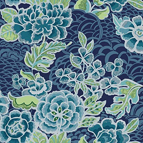 RoomMates Waverly Zen Garden Peel and Stick Wallpaper, Blue, Green, 45 x 503 cm - Image 3