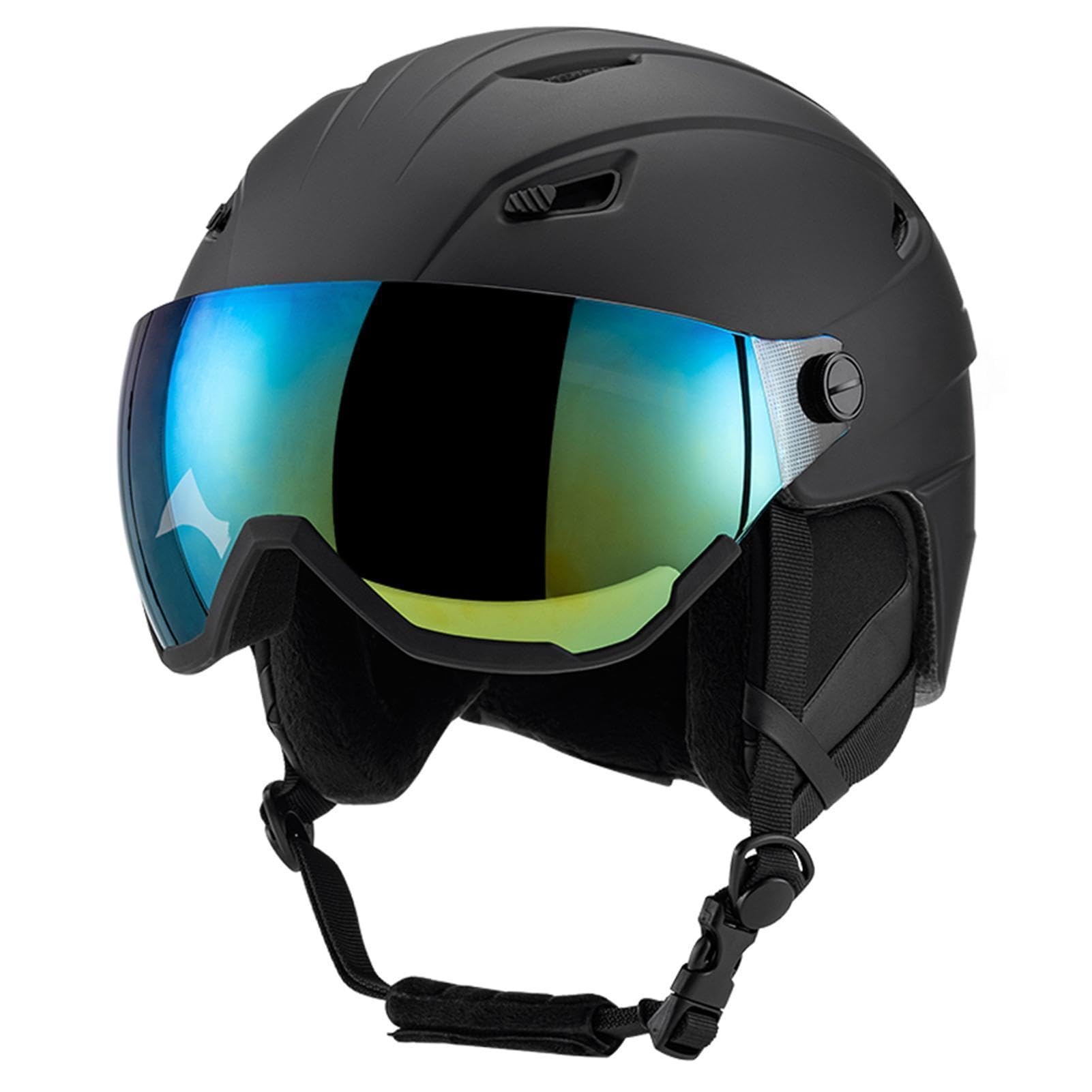 Kavolet Casque de ski intégré pour homme et femme, casque de snowboard avec visière amovible, trous de ventilation, résistant, chaud et respirant, casque de ski pour homme et femme