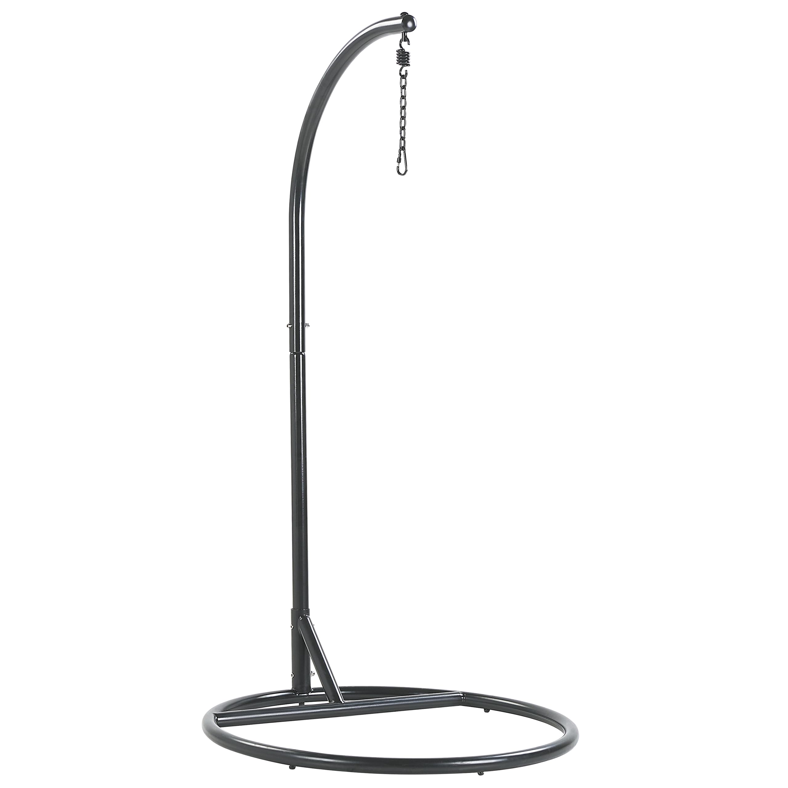 Fauteuil Suspendu Gris avec Coussin et Support Noir 102 cm en Métal et Rotin Très Confortable pour Extérieur Style Boho Beliani