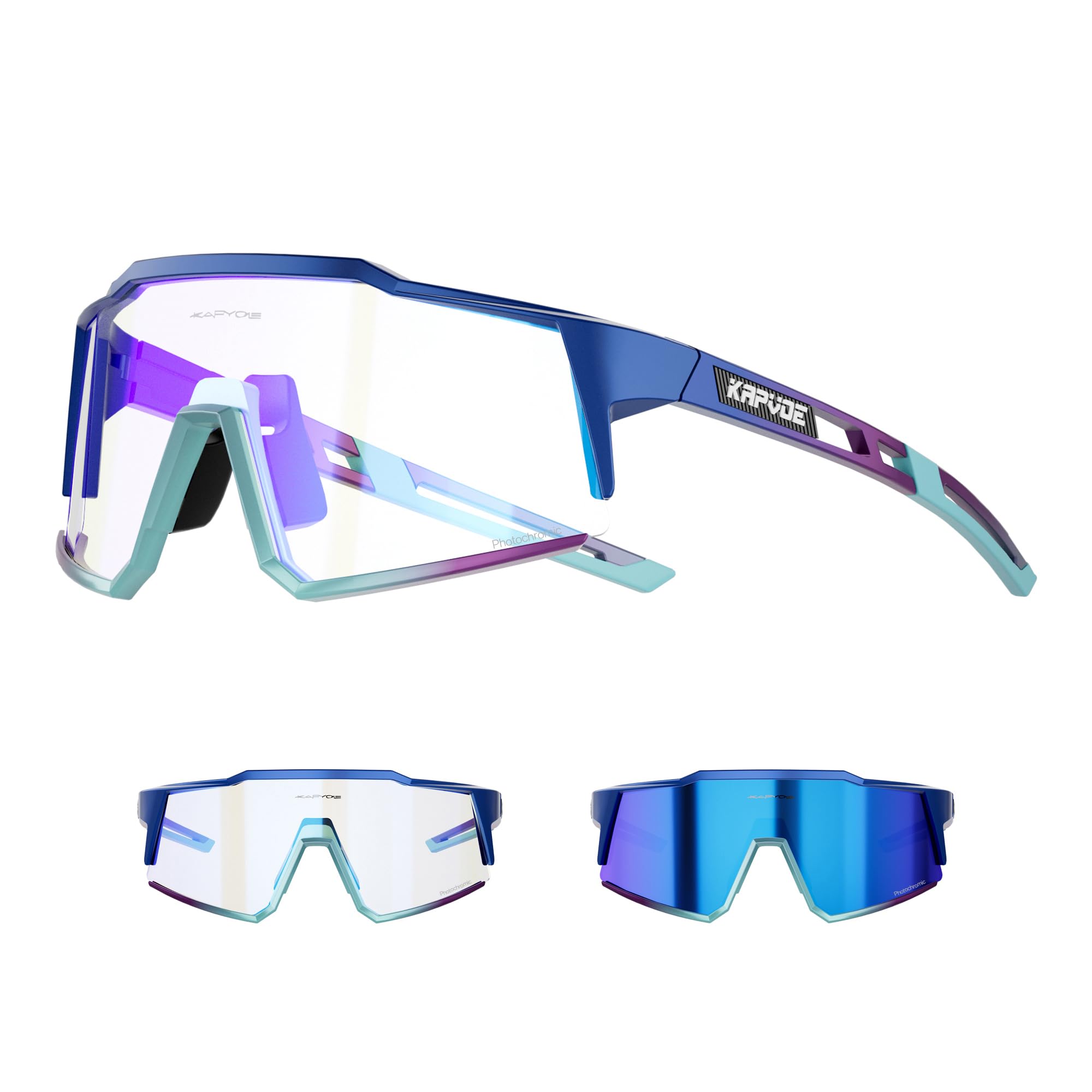 KAPVOE Gafas de Ciclismo Fotocromáticas con TR90 Gafas de Sol Deportivas Mujeres Hombres Running Transparente MTB Bicicleta Accesorios K9022