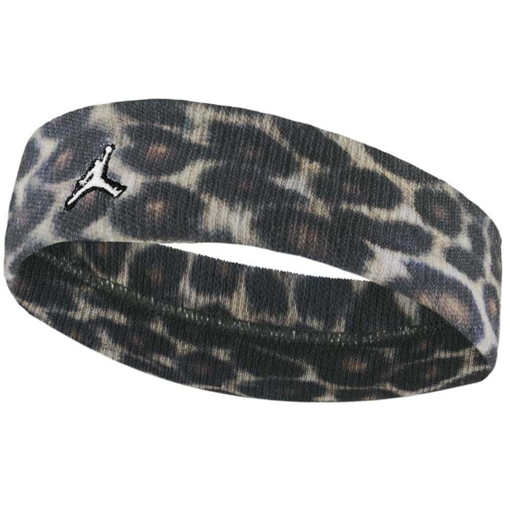 Nike Jordan Dri-FIT Terry Headband Printed – Sweat-Absorbing Basketball Headband – Breathable Sports Headband, Black/Black/White, One Size