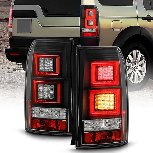 ACANII - Para 2005-2009 Land Rover Discovery 3 LR3 Negro LED Señal de Estacionamiento Luces Traseras Lámparas de Freno Conductor y Pasajero