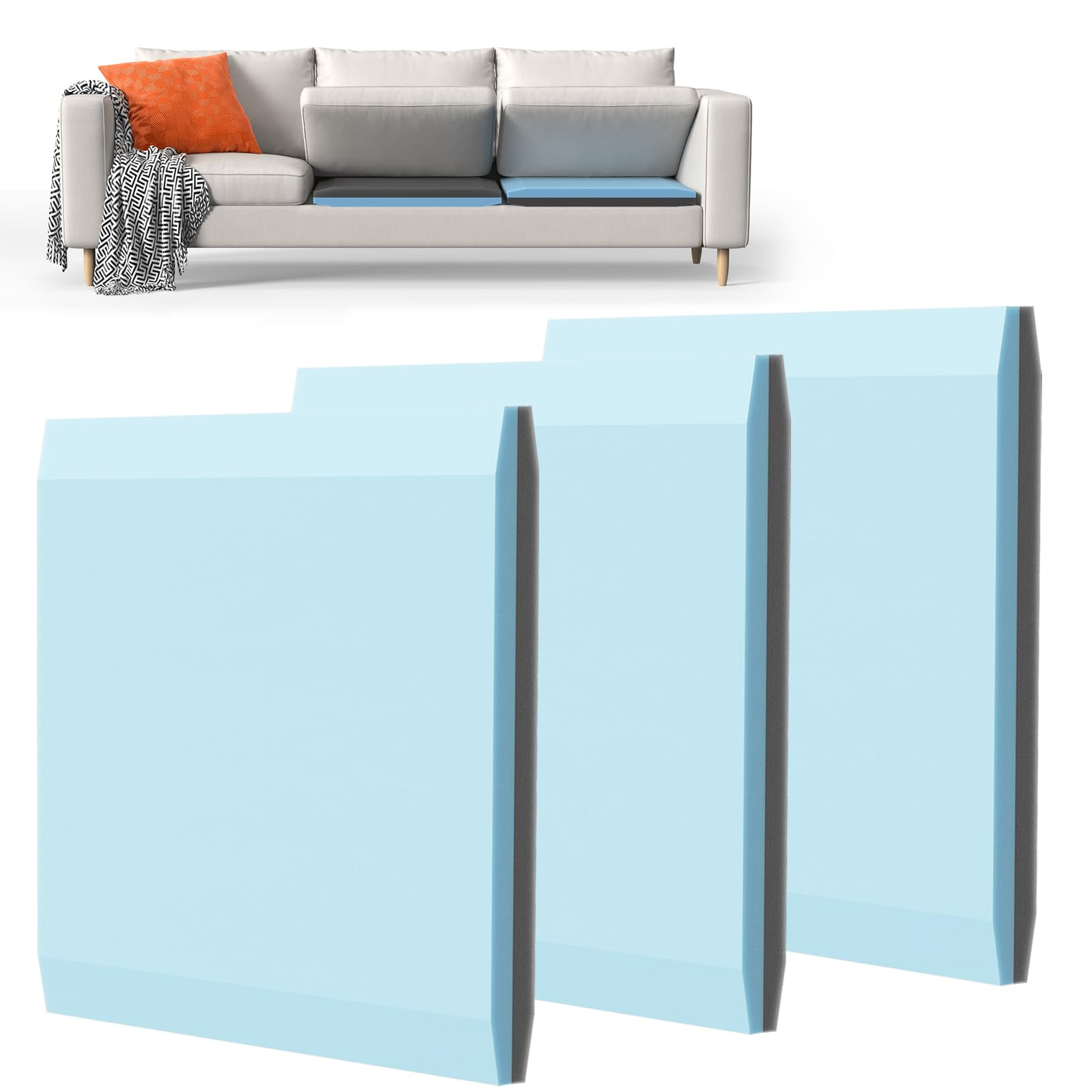 Sellmazon Couch Cushion Support for Sagging Cushions 20''x20'', Two in One Sofa Cushion Support to Repair Sagging Seats, Lift Saggy Seats, Extend