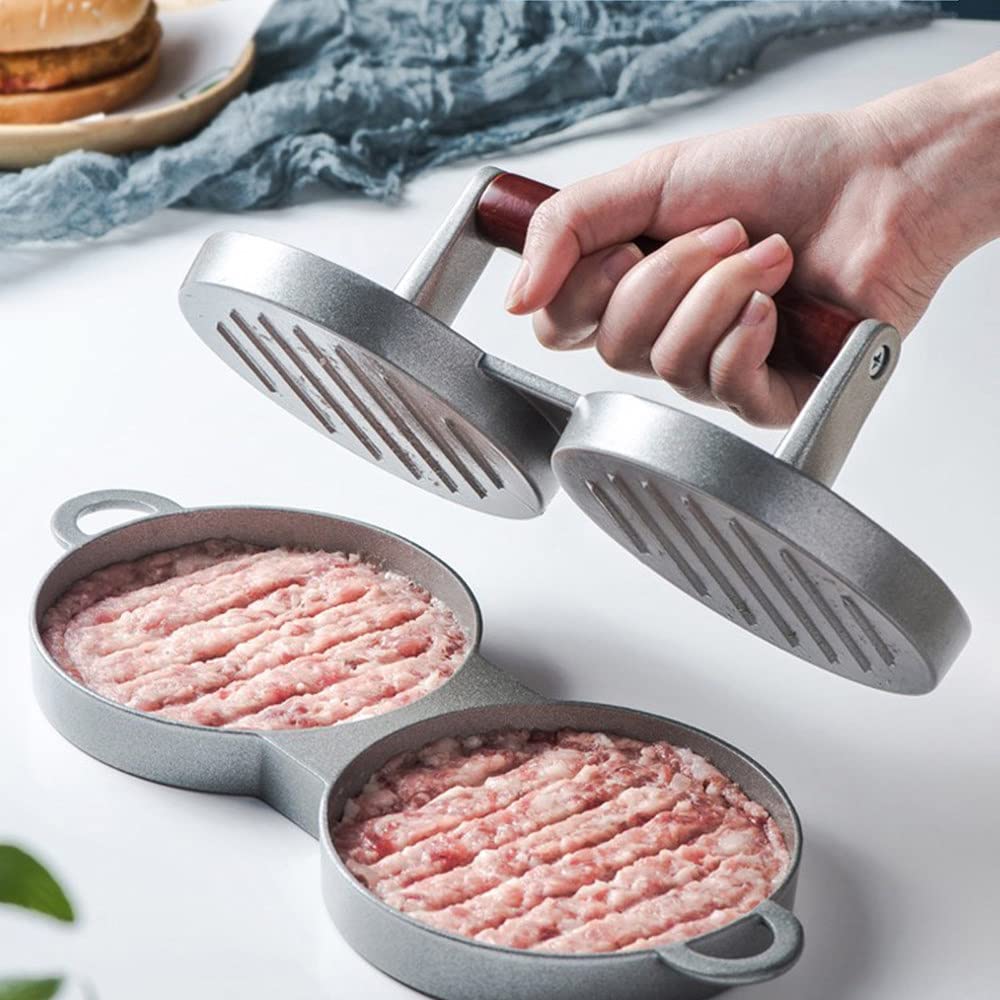 Burgerpresse Aluguss Hamburgerpresse Set, Antihaftbeschichtung Patty Presse mit ABS-Griff, ideal für Burger Fleisch Steak