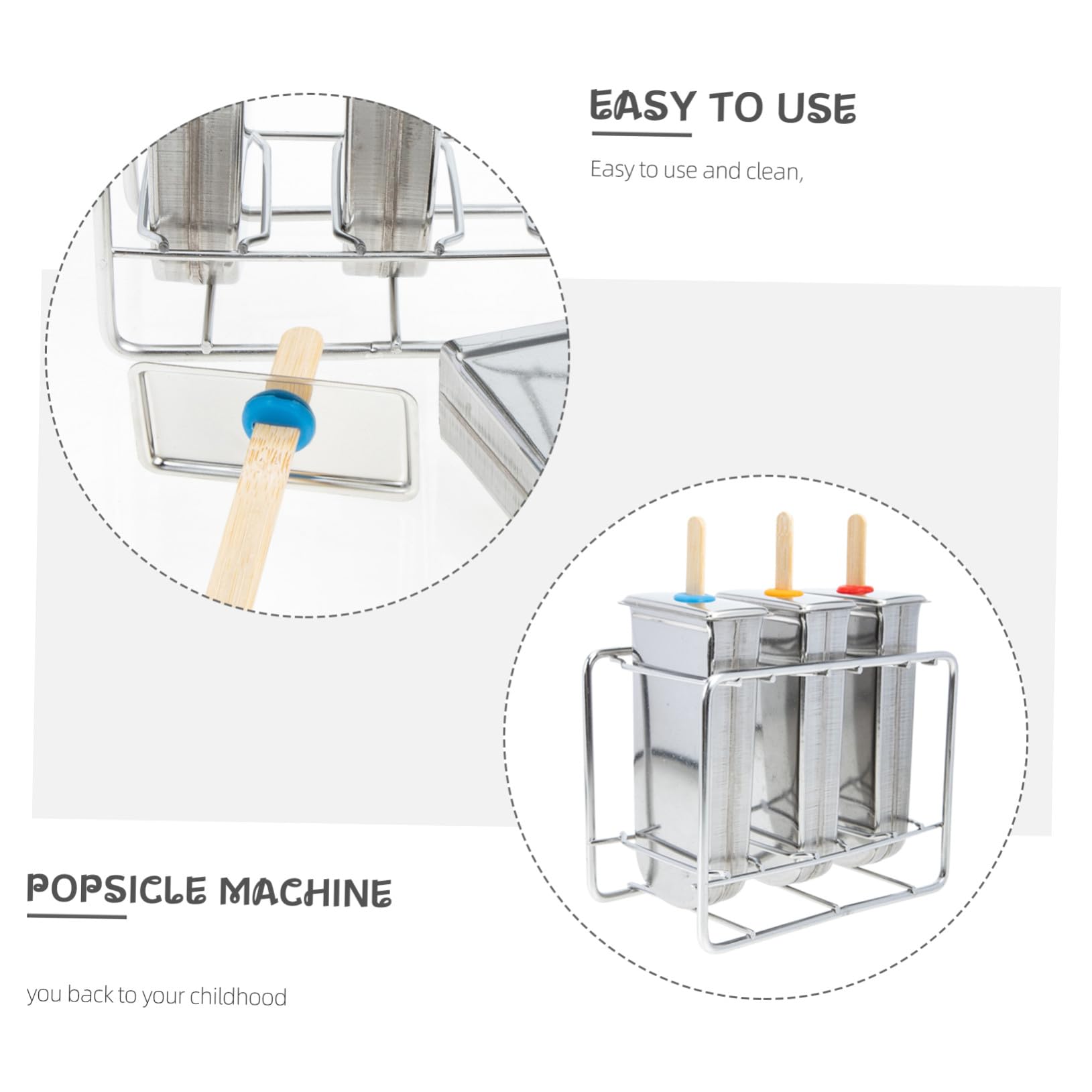 1 Set Moule à Glaçons DIY Moule à Ice Pop en Acier Inoxydable et Bois Démoulage Facile Lavable en Lave-Vaisselle et Préparations Maison de Glaces et Sucettes Glacées
