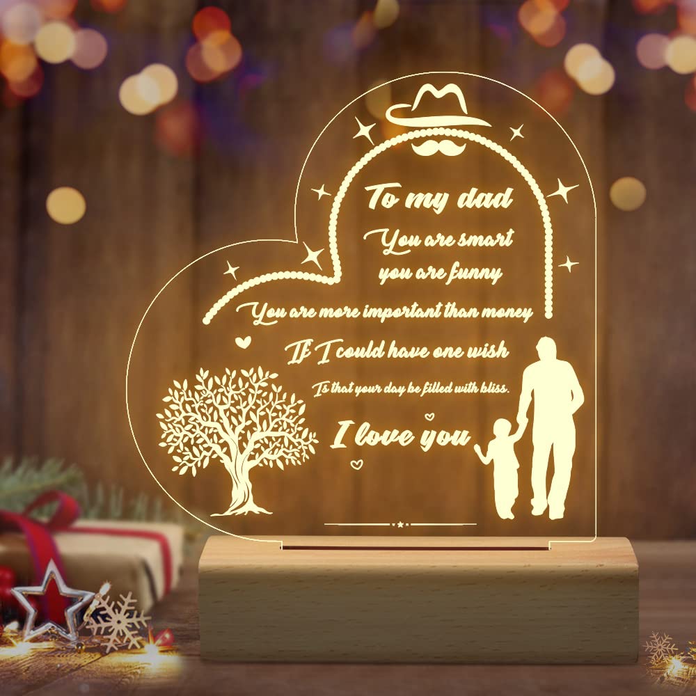 FIRTOPS Dad Gifts Engraved Night Lights, Night Lamps Gifts for Dad