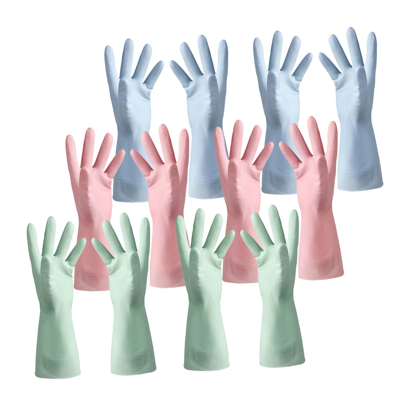 Gatuida 6paia Guanti da Cucina Impermeabili in PVC Pervare i Piatti Guanti per Pulizia Protettivi Riutilizzabili Antiscivolo Multiuso Morbidi e Confortevoli