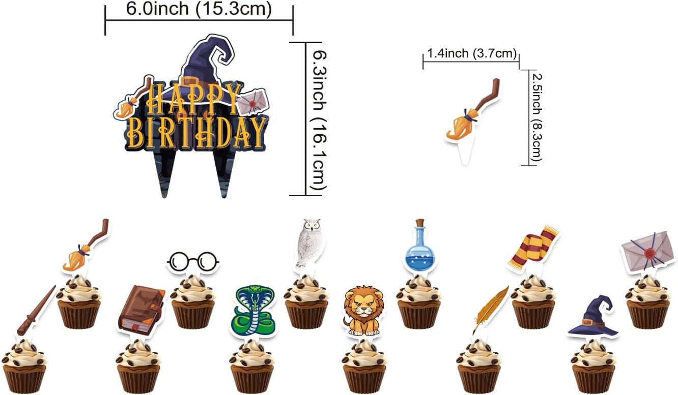 Magical Wizard Birthday Party Decorations Supplies Includes Happy Birthday Banner Balloons Cake Toppers Cupcake Toppers for Boys and Girls Halloween Party
