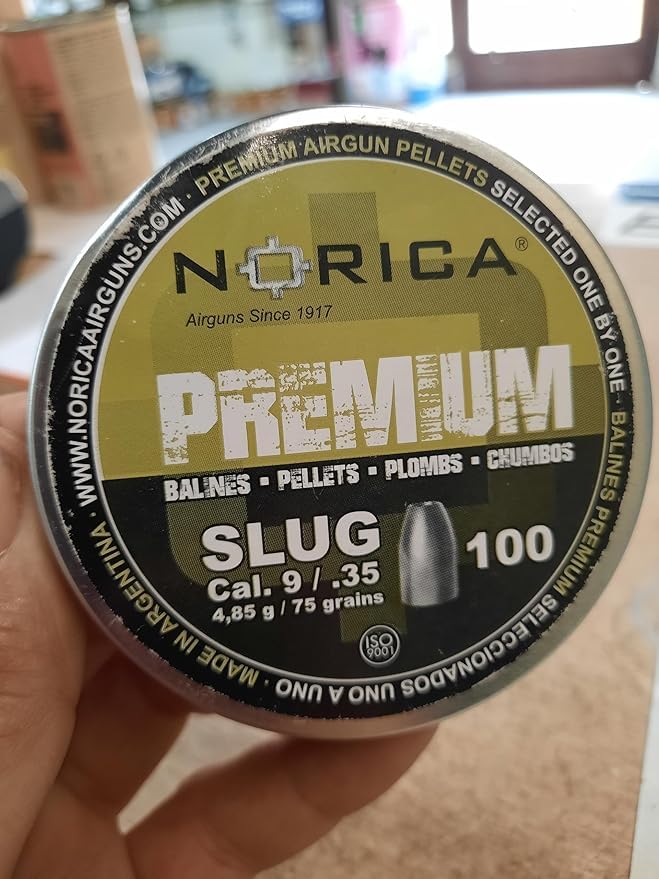 Lattina per balines Premium Slug 9 mm Norica - Calibro .35-4,85 grammi [Latta 100 pelleti]