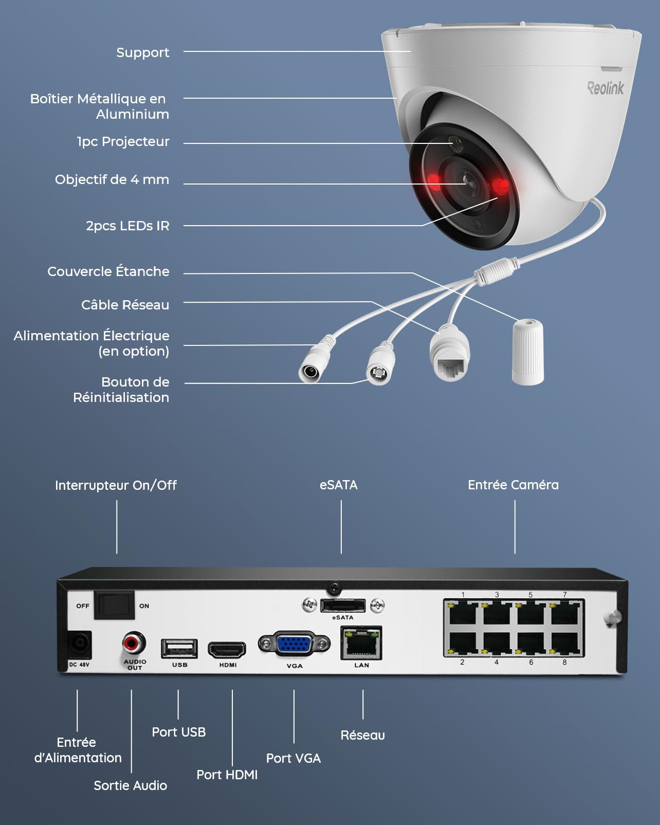 Reolink 12MP Kit Caméra Surveillance avec 8CH 4To NVR, RLK8-1200D4-A-4TB