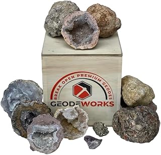 Premium Break Open Your Own Geodes Kit - Wood Gift Box Large 5 ct.