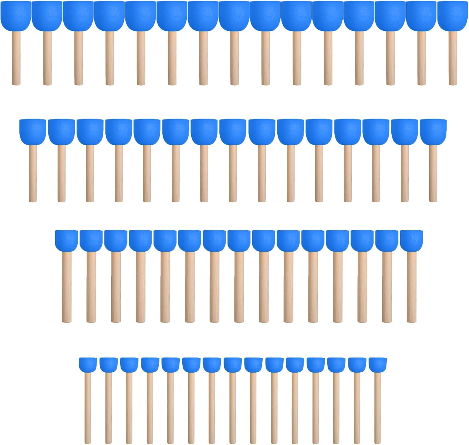 WAFJAMF 60 Pcs Round Sponges Brush Set 4 Sizes DIY Painting Tools Blue