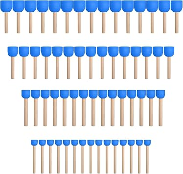 WAFJAMF 60 Pcs Assorted Size Round Sponges Brush Set, 4 Size DIY Paint Tools for Kids Blue