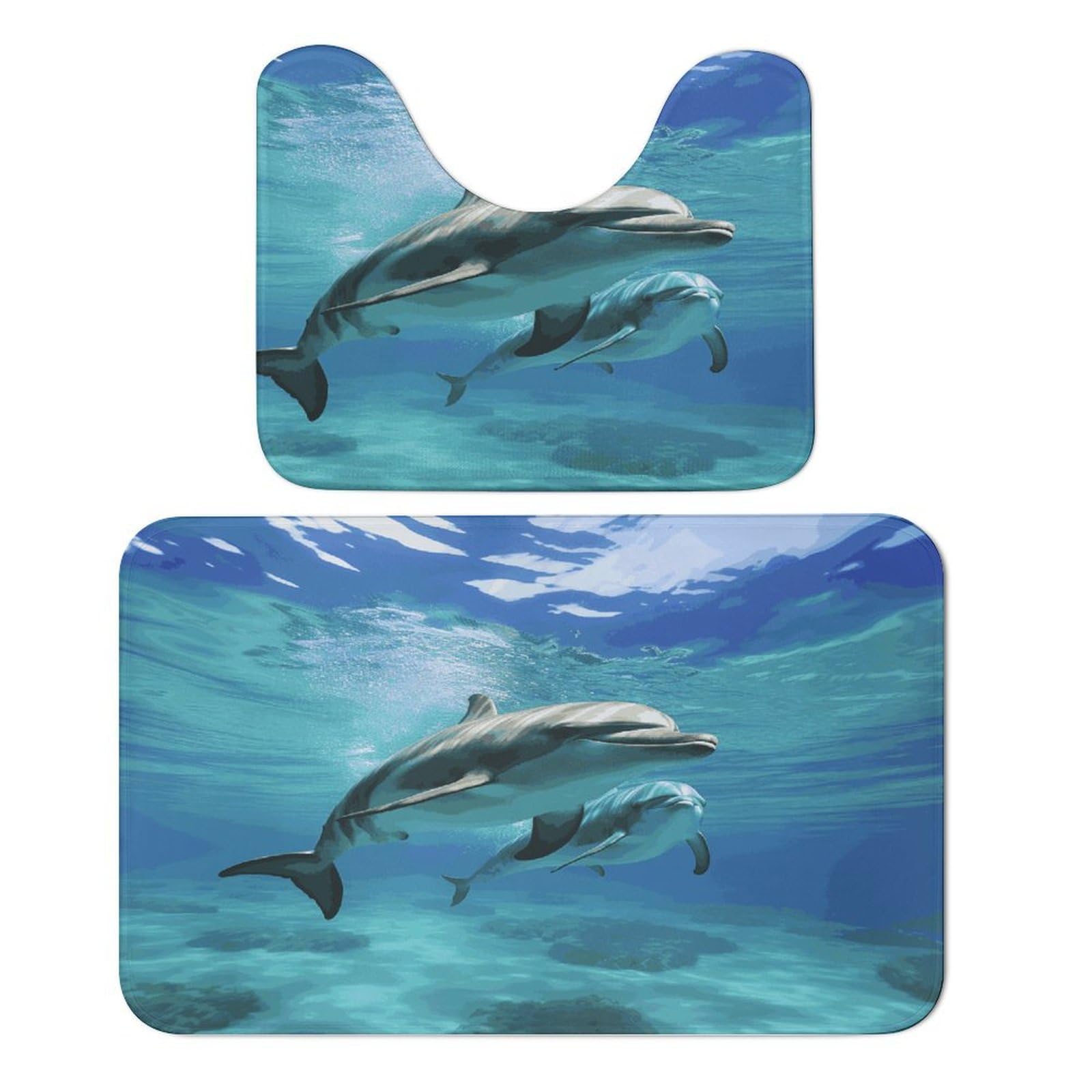 Tapis de sol en velours corail dauphin marin pour sécuriser la salle de bain