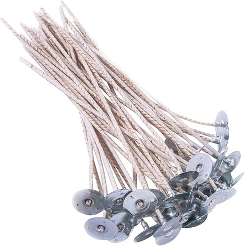 100 mechas ECO de 16 mechas para velas de soja, mechas ecológicas preabbed de 6 pulgadas para hacer velas, CD 22 mecha gruesa de vela con base