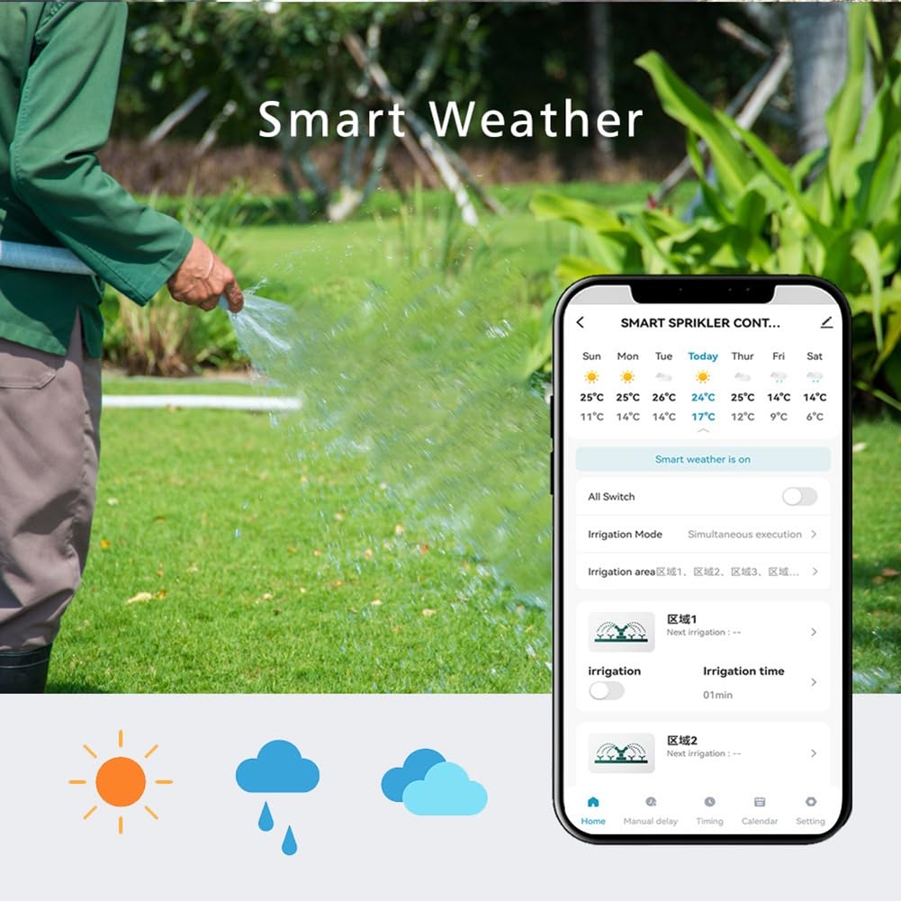 Telefono di Smart Sprinkler A 6 Zone con Telecomanda WiFi WiFi Wifi Funziona con Tuya Smart Life Eu Plug