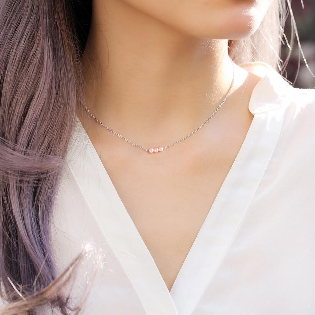 Metzakka Sterling Silver Birthstone Choker Necklace, Handmade with 3 Dainty Real Healing Birthstone for Women Birthday Gifts - Image 2