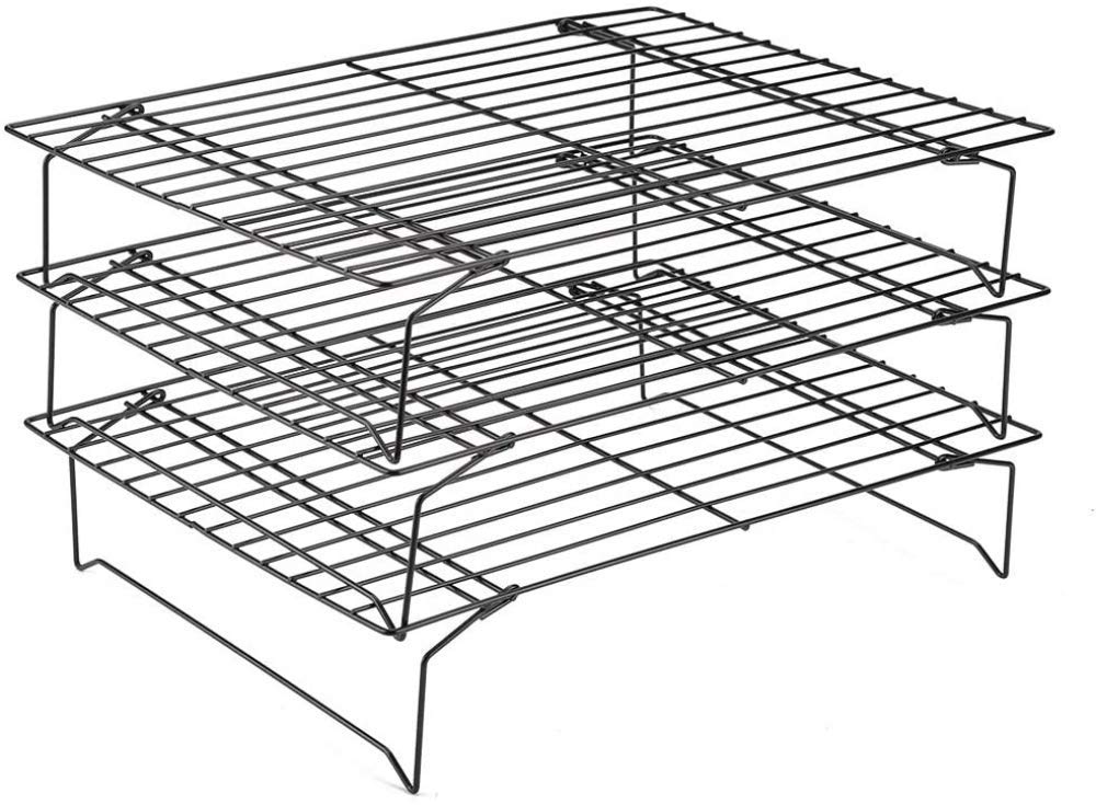 Rejilla Para Cocinar Y Enfriar De 3 Niveles, Rejilla De Acero Inoxidable Para Enfriar Galletas, Pasteles Horneados, Etc., 34 X 24,5 X 19,5 Cm, Negro