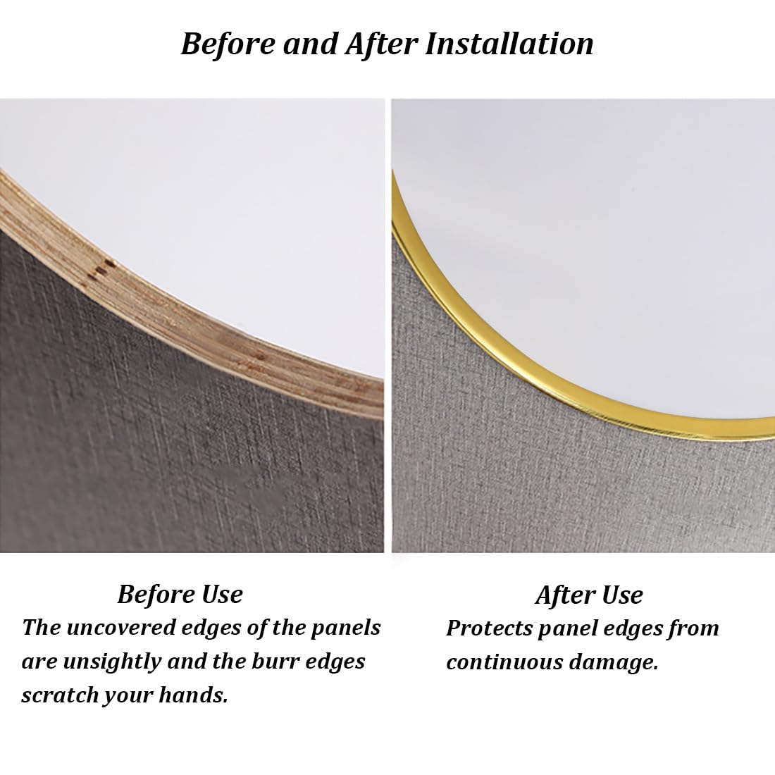 U-Shape Edge Banding, 5M Flexible Peel & Stick Edge Trim, DIY Furniture Restoration (18mm, Gold), Gold-18mm, 18mm×5m - Image 4