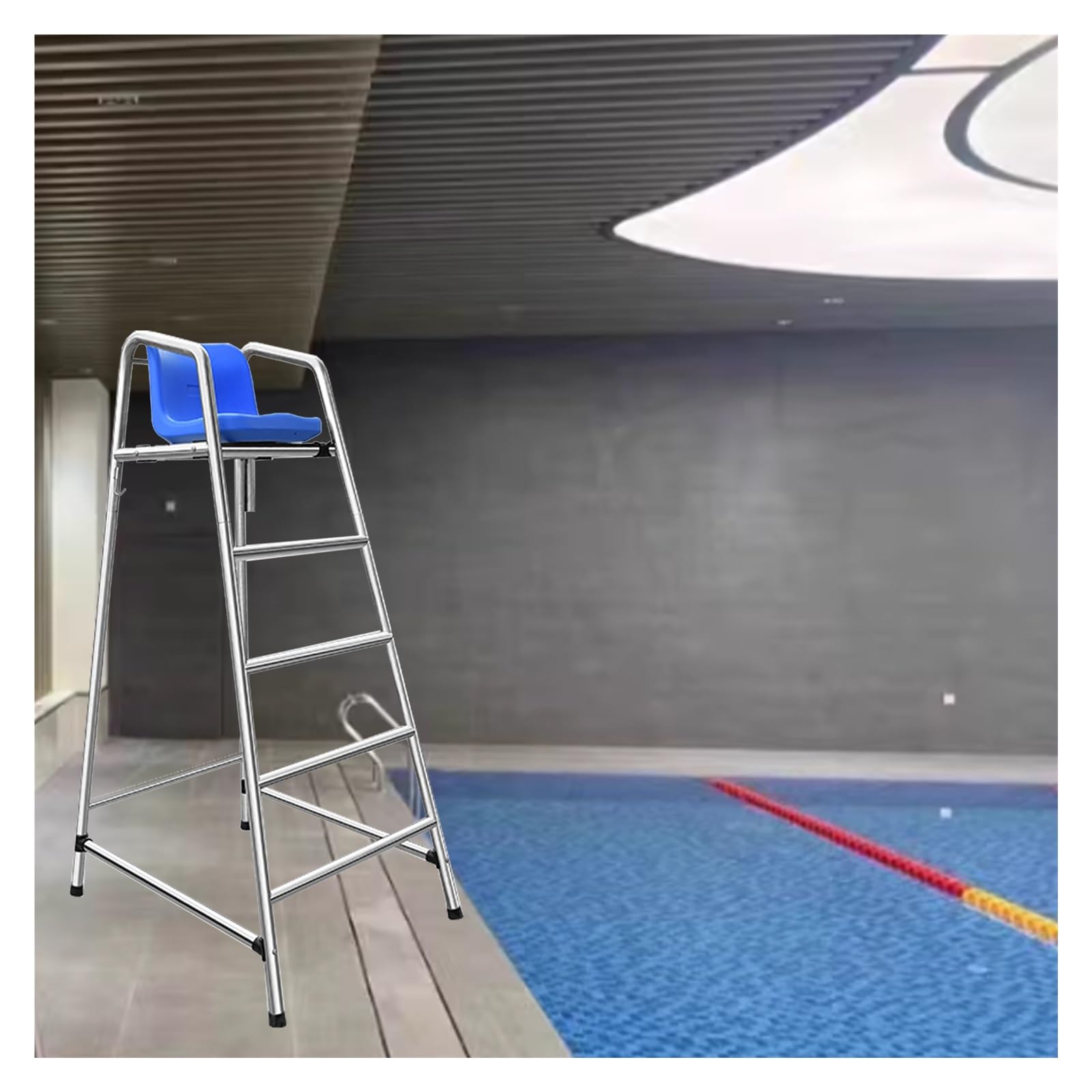 Generico Sgabello da Bar Regolabile Stile Bagnino - Acciaio Inossidabile 304 Resistente, Altezza da 1,2 a 1,8 Metri, Sgabello da Bar Durevole per Esterni, Bordo Piscina e Patio, Design Rimovibile per