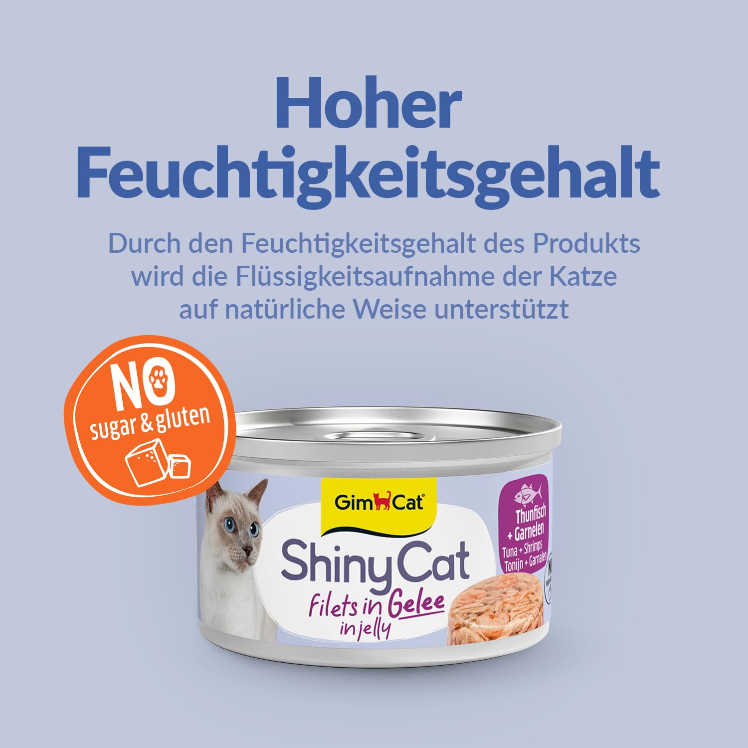 GimCat ShinyCat in Jelly z tuńczykiem i krewetkami - Mokra karma dla kotów z rybą i tauryną - 48 puszek (48 × 70 g)