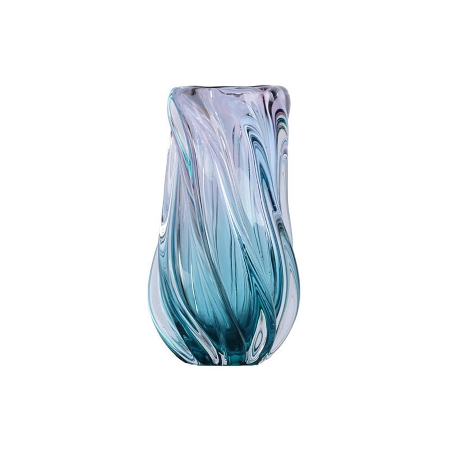 Decor Twisted Blue Gradient Glass Vases Heavy Crystal Flower Vase for Home Decor Flower