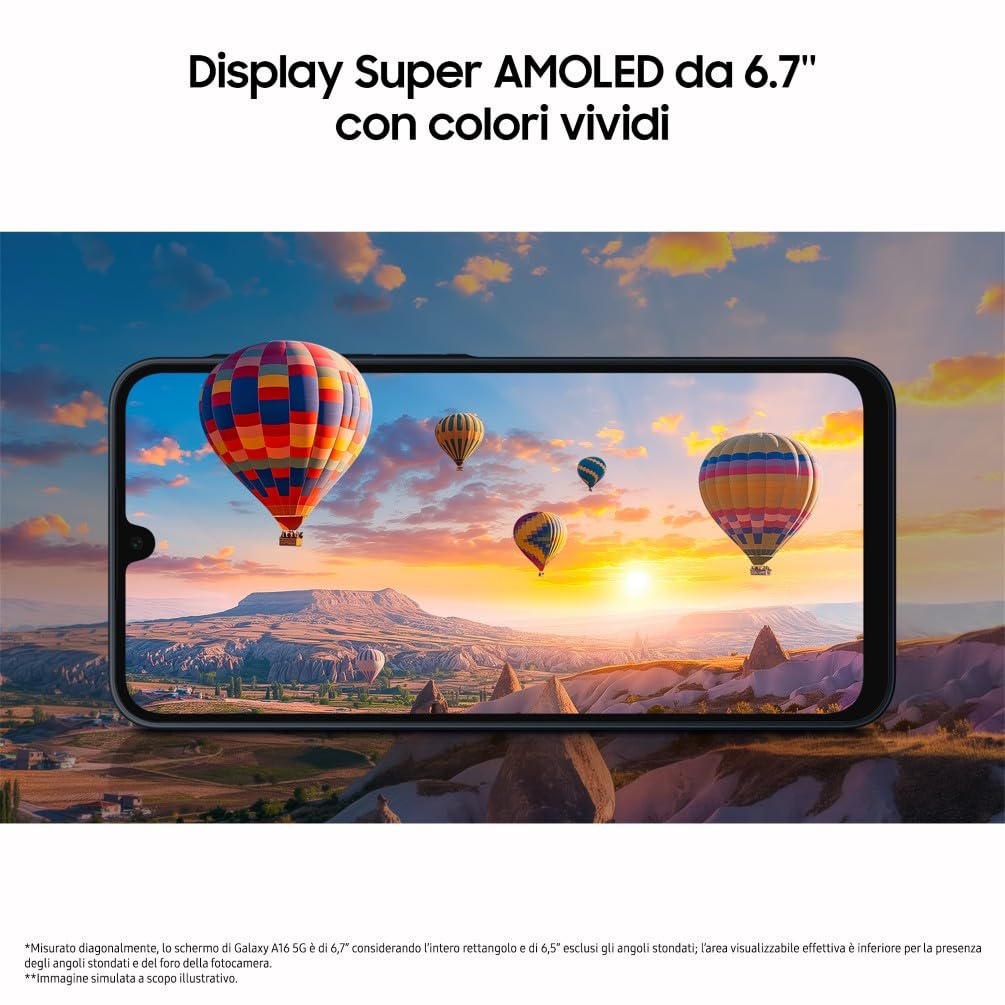Samsung Galaxy A16 5G, Smartphone Android 14, Display Super AMOLED 6.7" FHD+, 4GB RAM, 128GB, Batteria 5.000 mAh, Resistenza IP54, memoria espandibile fino a 1.5TB, Light Gray [Versione Italiana]