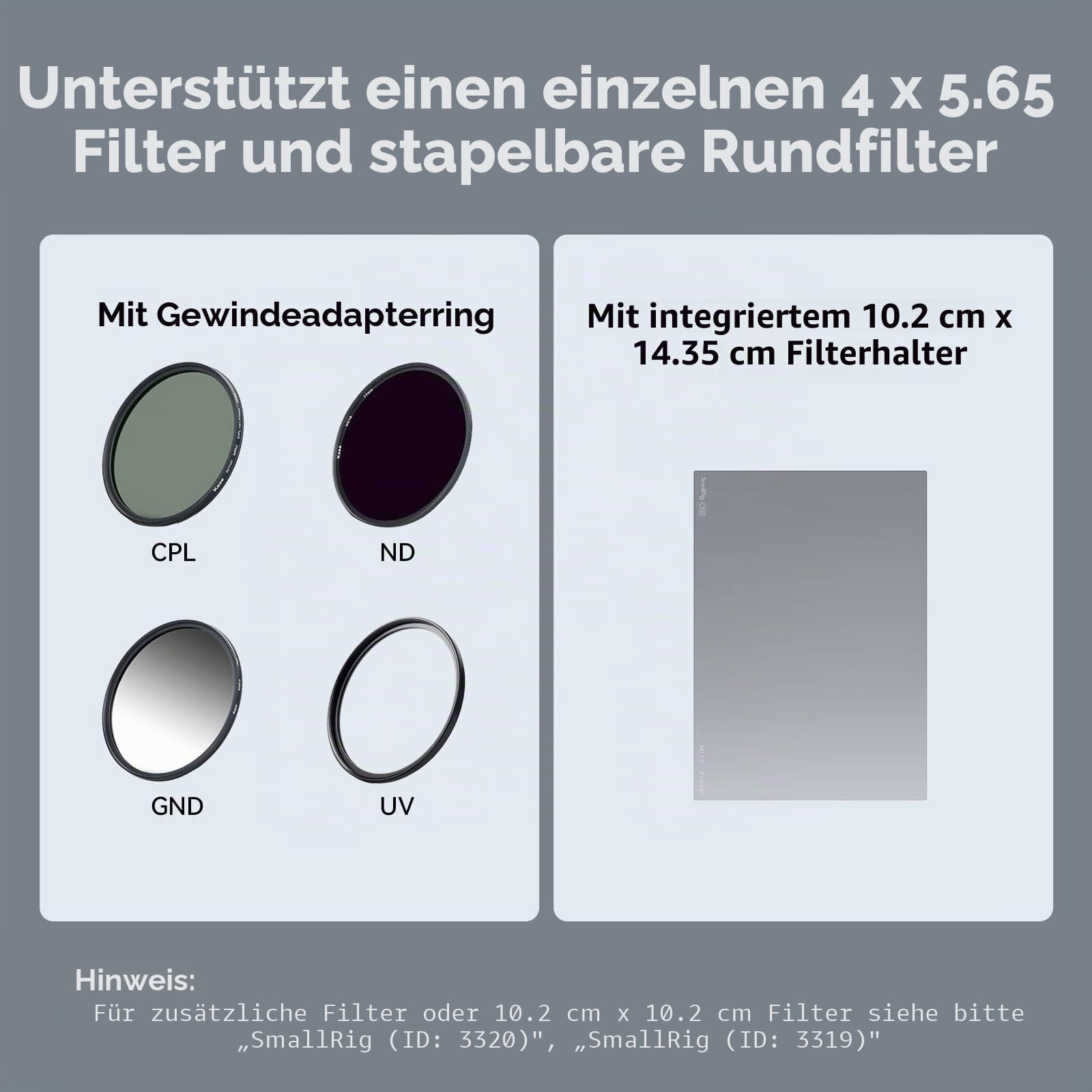 SMALLRIG Mini Matte Box Lite mit Top Flag für DSLRs und spiegellose Kameras, kompatibel mit 67mm/72mm/77mm/82mm/95mm Objektiven, kommt mit Filtereinsatz - 3575