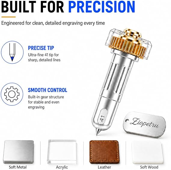 Ziopetru Aluminium Engraving Tool & Tip + Quick-Swap Housing, Maker 3 & 4