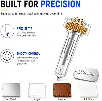 Ziopetru Aluminium Engraving Tool & Tip + Quick-Swap Housing, Maker 3 & 4