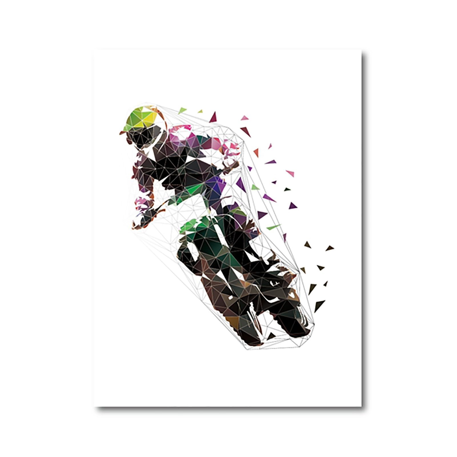 Canvas Wall Art Freestyle Sports Poster and Prints Wall Art Abstract Low Polygonal Rider Canvas Painting Picture for Living Room Home Decoration-50X70-Unframed
