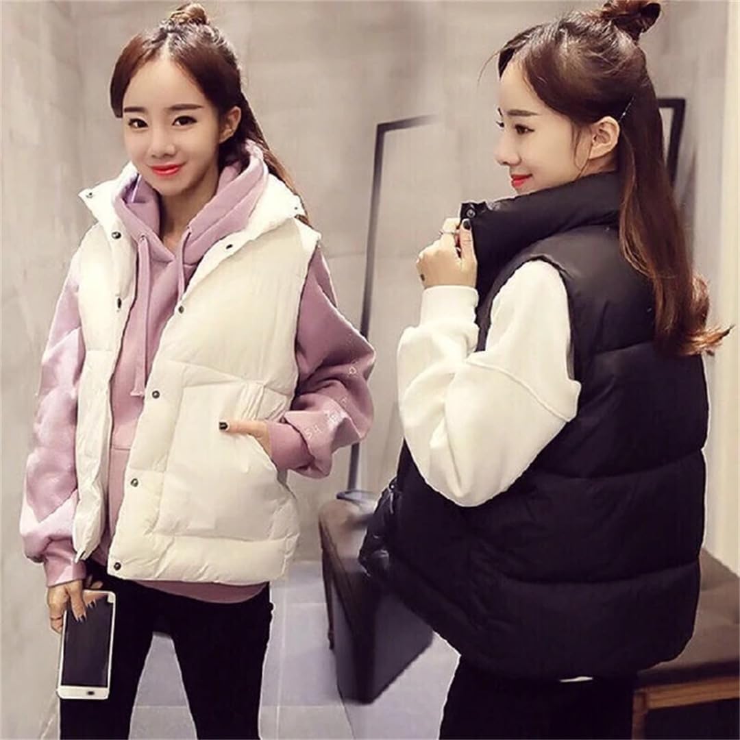 Automne Hiver Femmes Gilet Court Manteau Coton Décontracté Chaud Mince