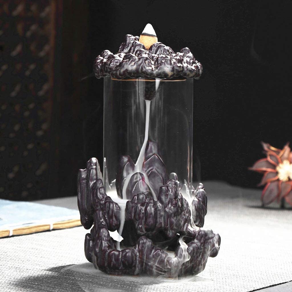 Fuentes de Incienso,Yoga Quemador De Incienso De Vidrio De Reflujo, Decoración Creativa para El Hogar, Ceremonia del Té, Horno De Aromaterapia De Cerámica, Regalo Zen