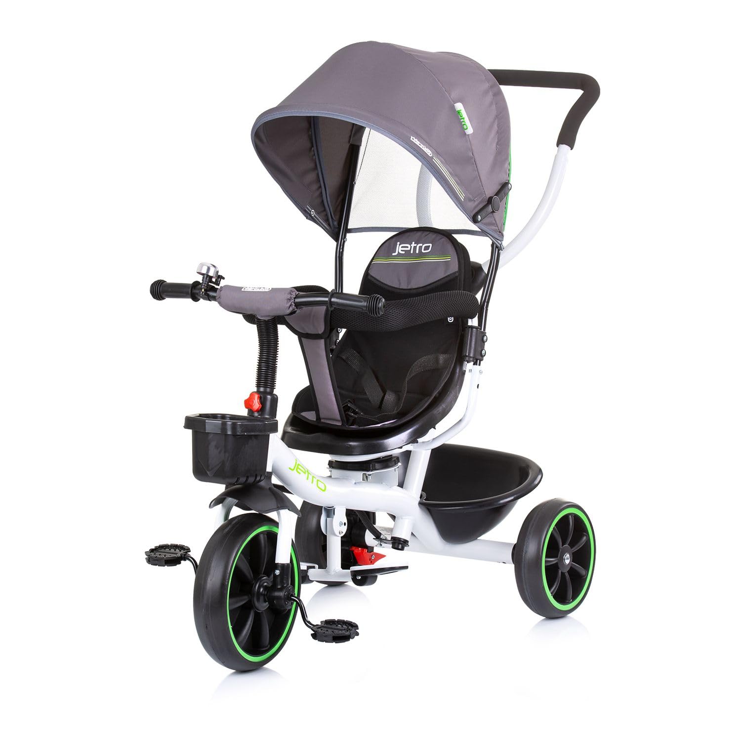 Chipolino Jetro 3-in-1 Tricycle, Swivel Seat, Parental Handlebar and Seat Belt, Light Grey