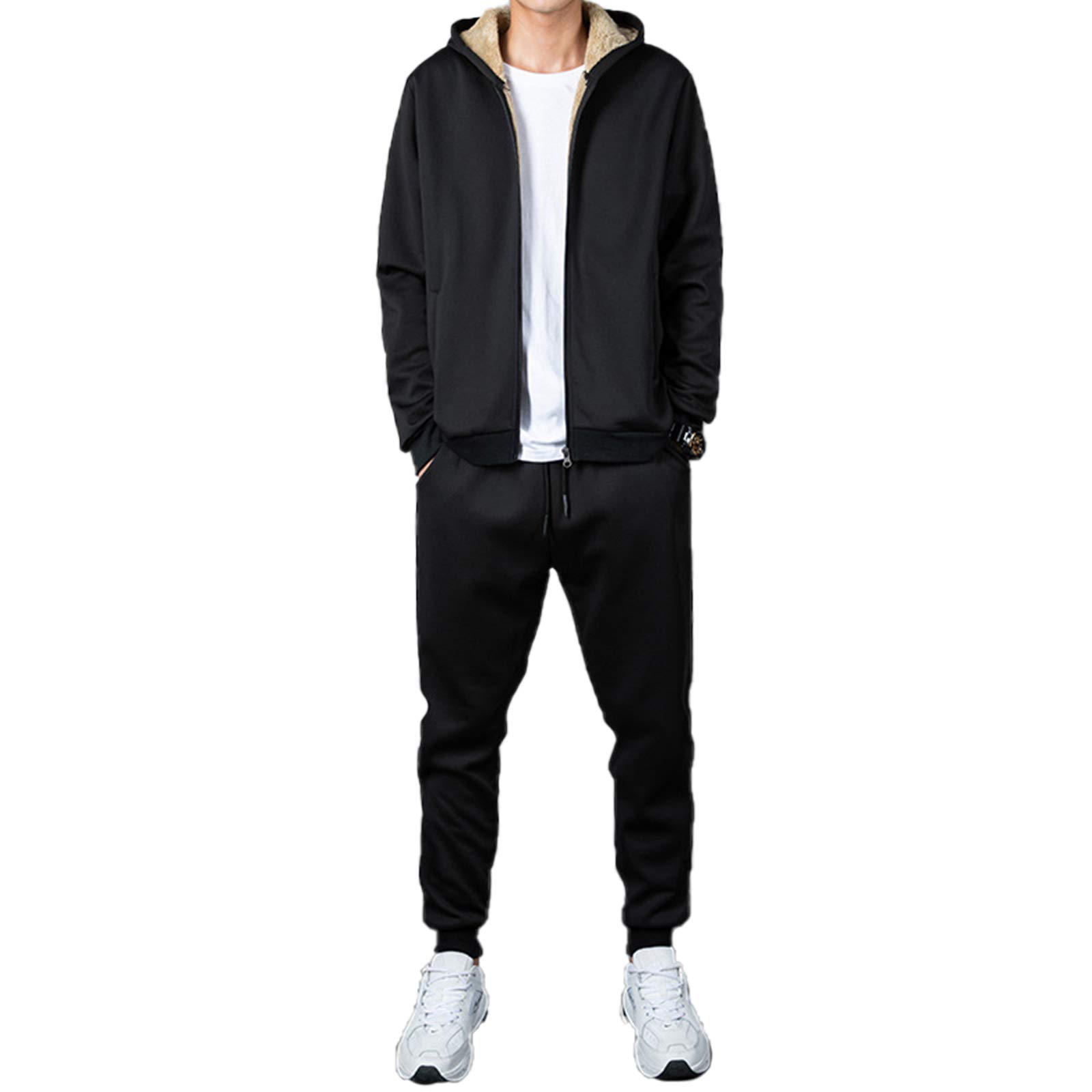 Herren Übergröße 2 Stück/ 3 Stück Winter Sherpa Fleece Trainingsanzug Jogginganzug Sportanzug (S-6XL)