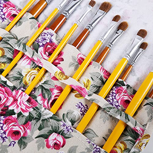 Yolufer 22 Slot Canvas Art Paint Brush Holder Canvas Brush Pouch Watercolor Paintbrushes Roll-Up Case Bag For Artist Watercolor Oil Paint Brush #TOP6