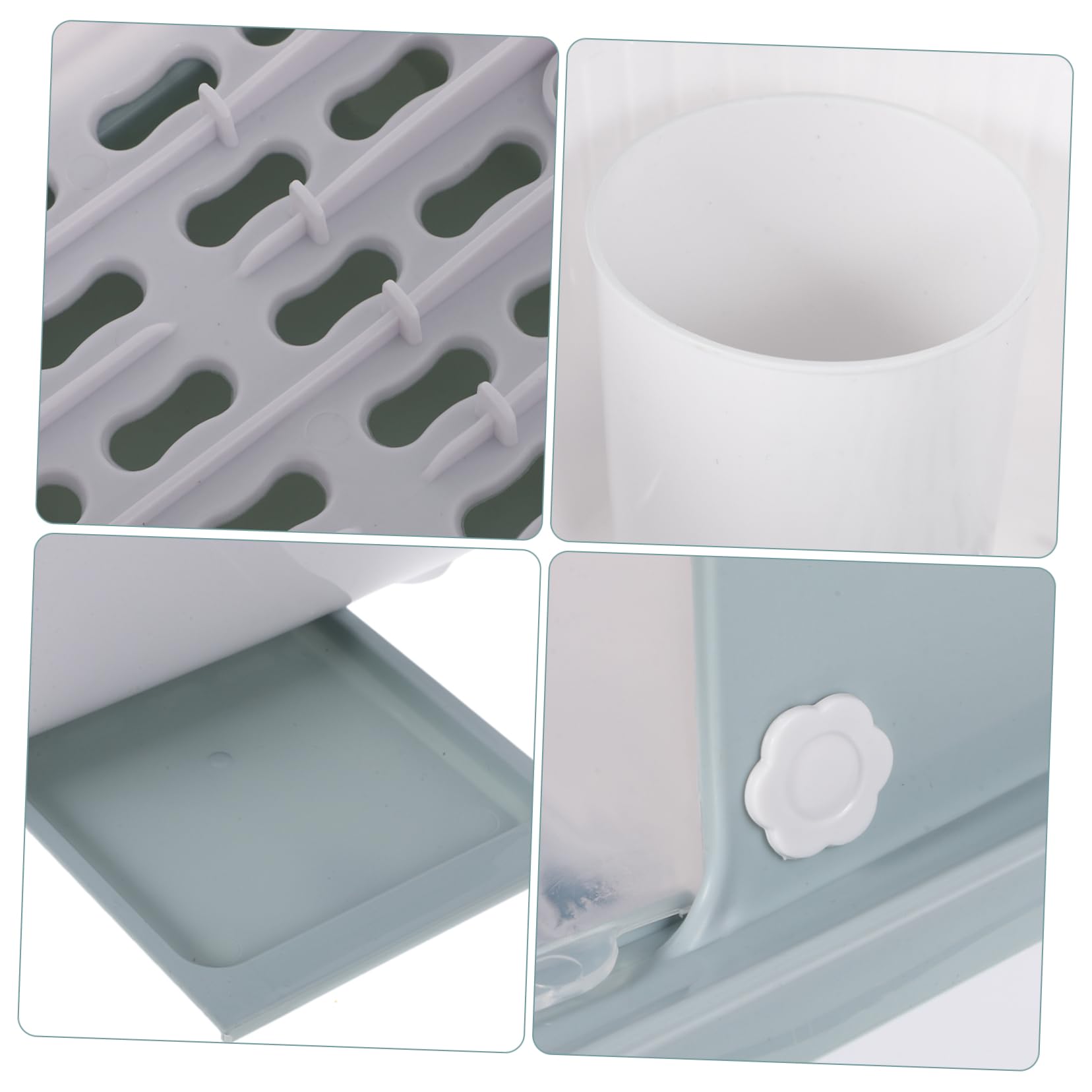 Cactus Abtropfgestell - Platzsparender Küchenspüle Organizer, abgedecktes Design für 3-4 Personen, hält Geschirr sauber & trocken, stilvolle weiße Box mit Klappdeckel