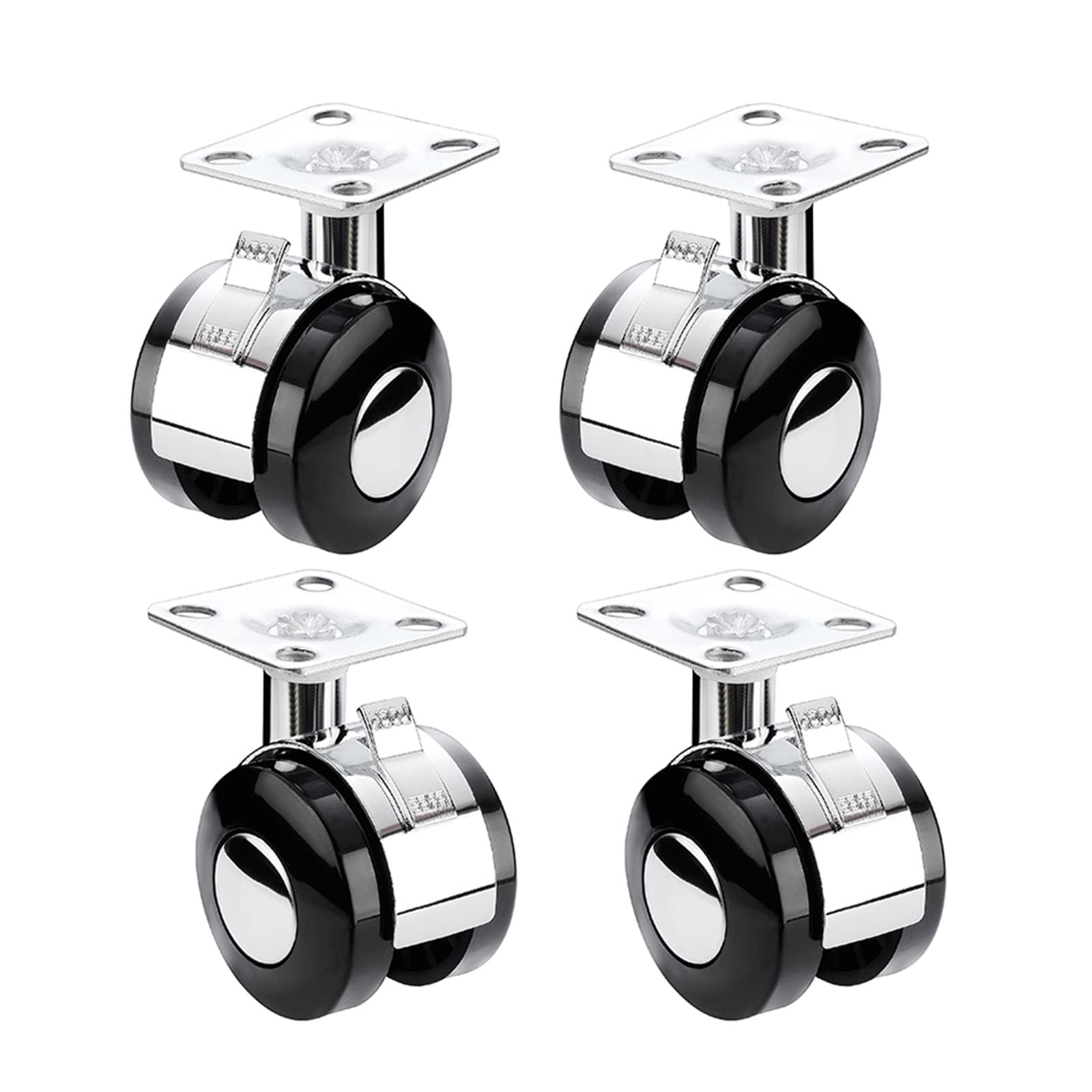 Zguouzantye Chrome 4 Pack 40Mm Swivel Casters Wheels For Furniture