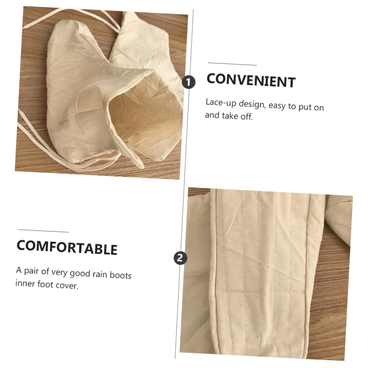 UPKOCH 3 Pairs Cotton Rain Boots Foot Cover 26cm Double-Layer Lace-up Cover for Rain Boots Comfortable for Both Men Women