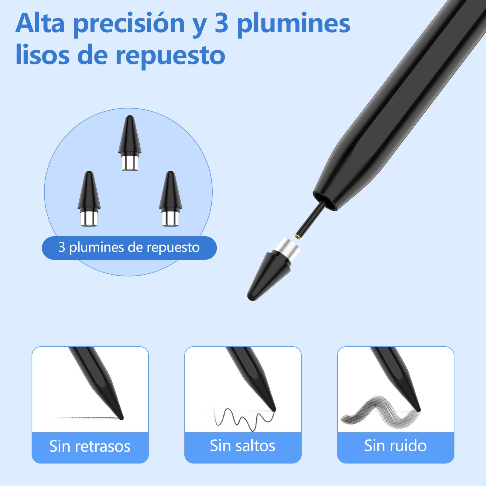 Stylet Capacitif Universel Compatible avec Lenovo, Samsung, Huawei et Mi Tablette, Noir