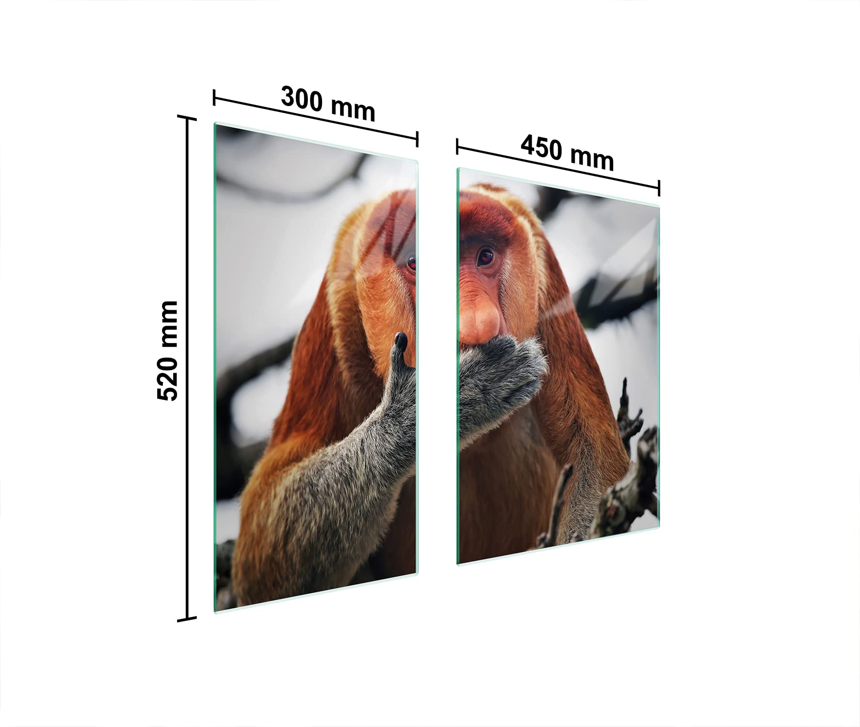 DarHaus Afdekplaat voor fornuis, 75 x 52 cm, tweedelig, glas, elektrisch fornuis, inductie, spatbescherming, glasplaat, snijplank, keuken, HONING
