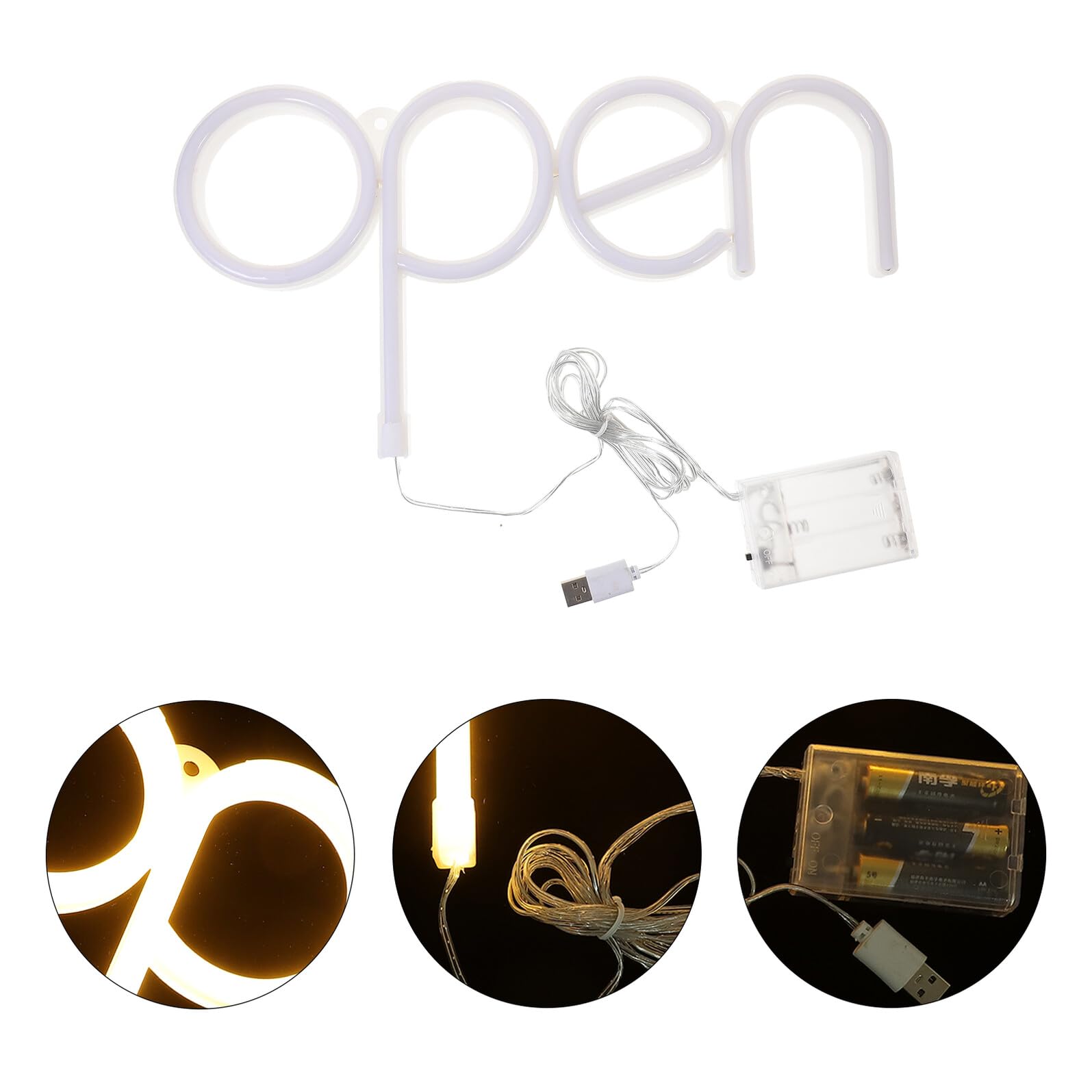 Toyvian Letrero Led De Neón Abierto Cálido Para Pared, Luz De Neón Led Decorativa, Iluminación Ambiental Para Negocios, Bares y Fiestas,