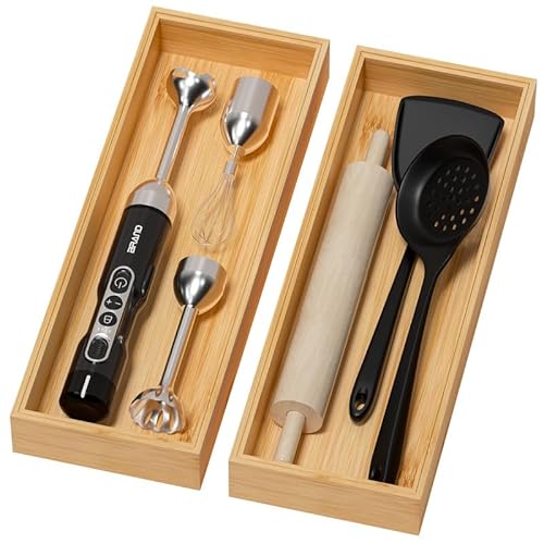 Lixple Bamboo Drawer Organizer for Kitchen & Bath, Extra Large