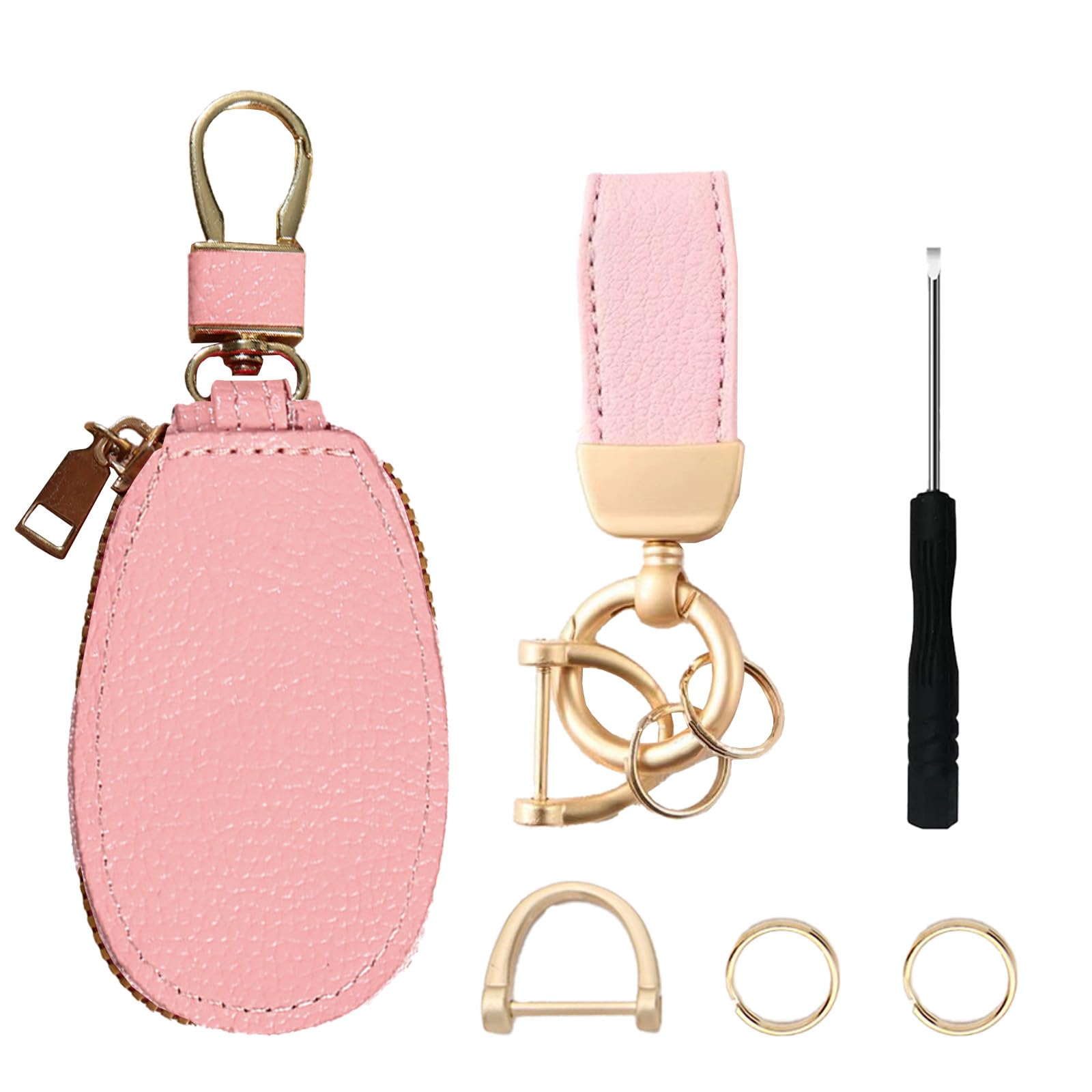 SMUOBT 2Pcs Leather Car Key Chain,Car Keychain Holder Bag Leather Key Chains for Car Keys for Women Men Father's Day Gift