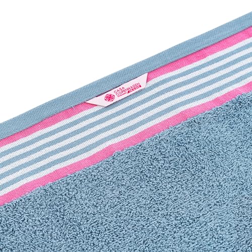 Image of Casa Copenhagen, Germany Design - He & She Super Soft Collection 2 Pieces 100% Cotton Large Bath Towel (Size : 70 x 140 cm) - Dusty Blue & Pink