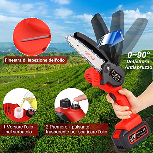 CEEPUY Mini Kettensäge mit Akku, 6 Zoll Akku Kettensäge Klein Mini Kettensäge mit Öler, 800W Tragbare Mini Einhand… – Bild 4