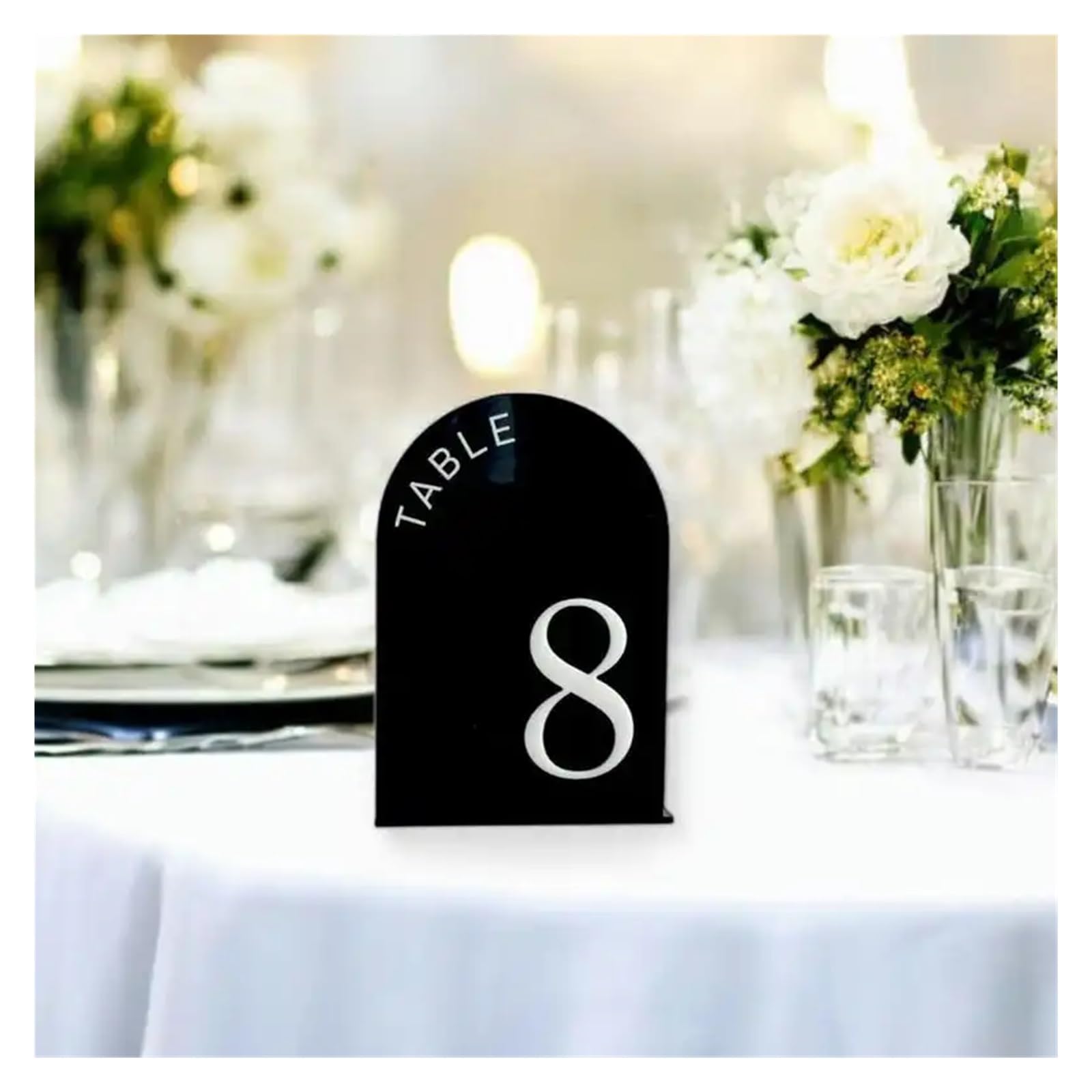 Segnale di Numero del Tavolo Arched Shape Table Numbers Gold Wedding with Stands 3D Reception Decor(Grey,No.1-30 (10x15cm))