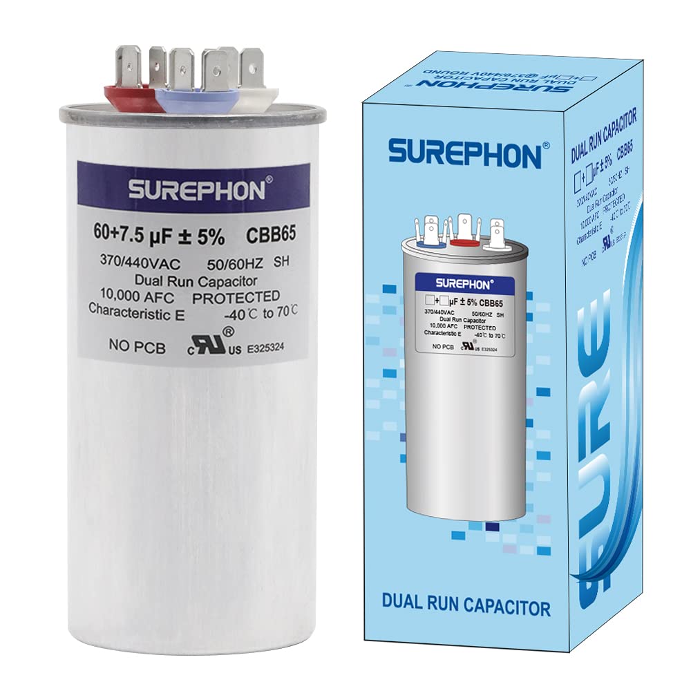 70/10 Mfd Ac Capacitor 370V or 440V 50/60Hz CBB65B Air Conditioner Capacitors for AC Unit Fan Motor Start or Pool Pump or Air Condenser Straight Cool