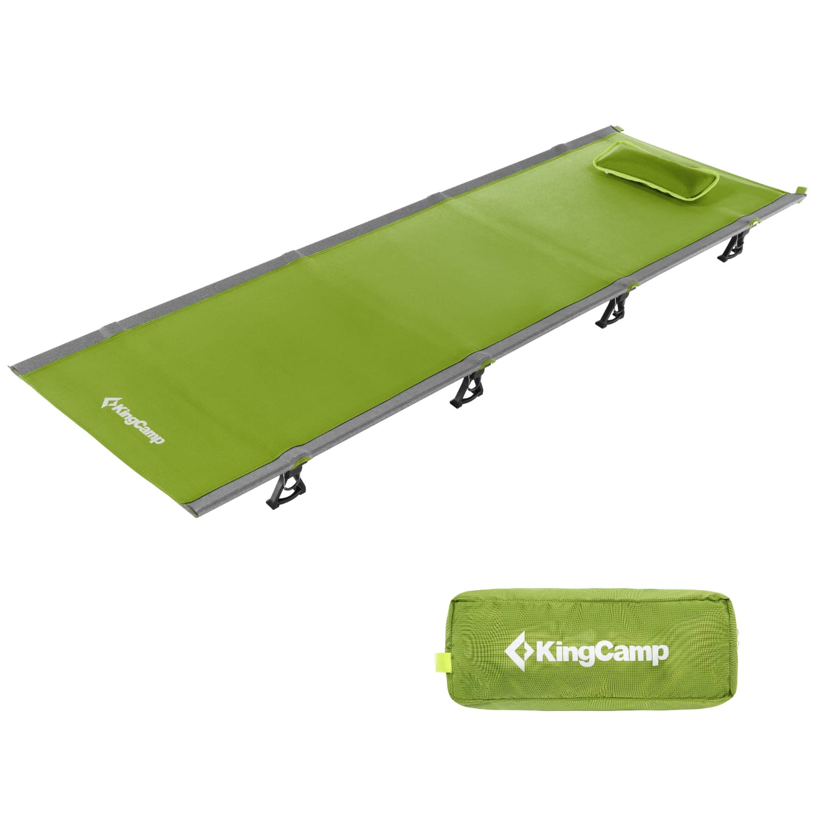 KingCamp Camping Cot, Folding Portable Heavy Duty Ultralight Cots for Adults Camping Tent Hiking Backpacking Mountaineering Travel Indoor Outdoor Indoor Base Camp with Pillow, Support 265 Lbs.