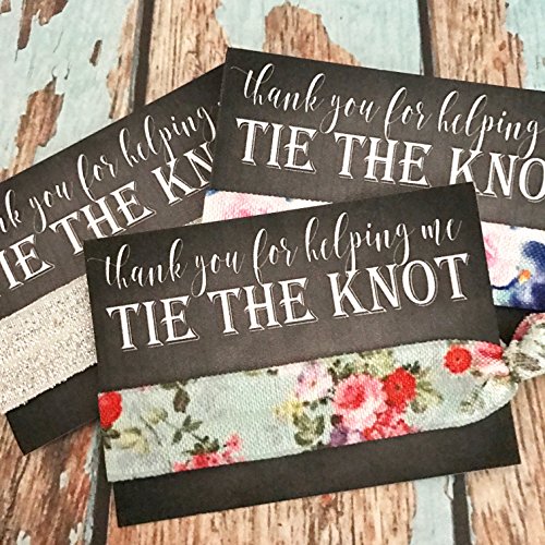 Set of 5 Thank You for helping me TIE THE KNOT Favors | Hair Tie Favors | Assorted Print & Shimmers